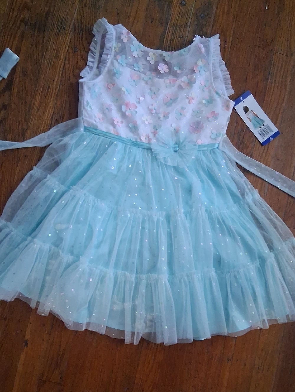 Jona Michelle Pastel Pink and Light Blue/Turquoise Flower Tulle Dress